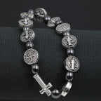Pulseira Terço Católica com Medalha de São Bento