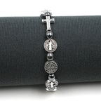 Pulseira Terço Católica com Medalha de São Bento
