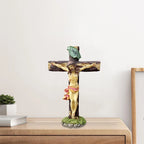 Jesus Crucifix Crosses Figurine Ornament Praying Religious Figurine Resin Jesus