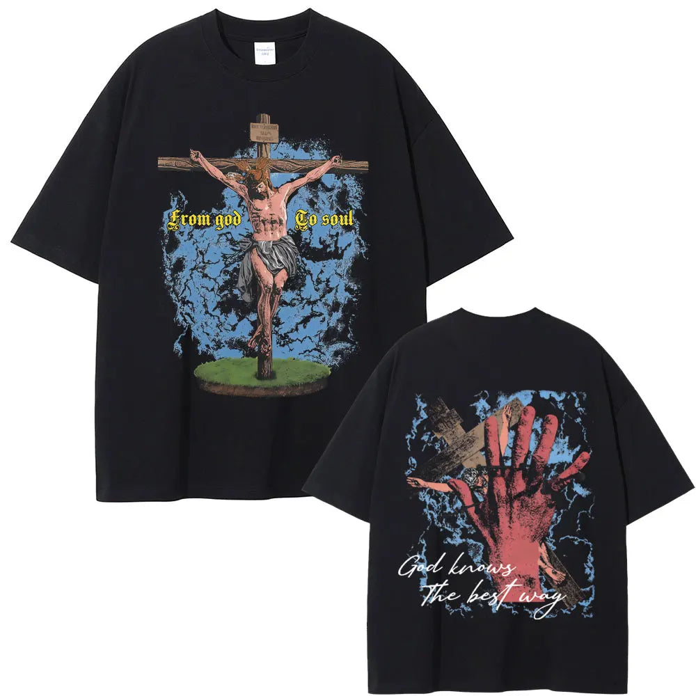 Camisola Unissex Cristã Oversized com Estampa Inspiradora de Jesus