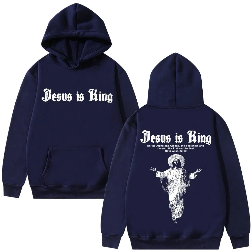 Jesus Is King Pattern Hoodie Christian Religion 2025 Autumn/Winter Men's Women's Fashion Gothic Rock Hip Hop Street Wear