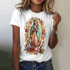 Camisola Feminina com Estampa 3D da Virgem Maria