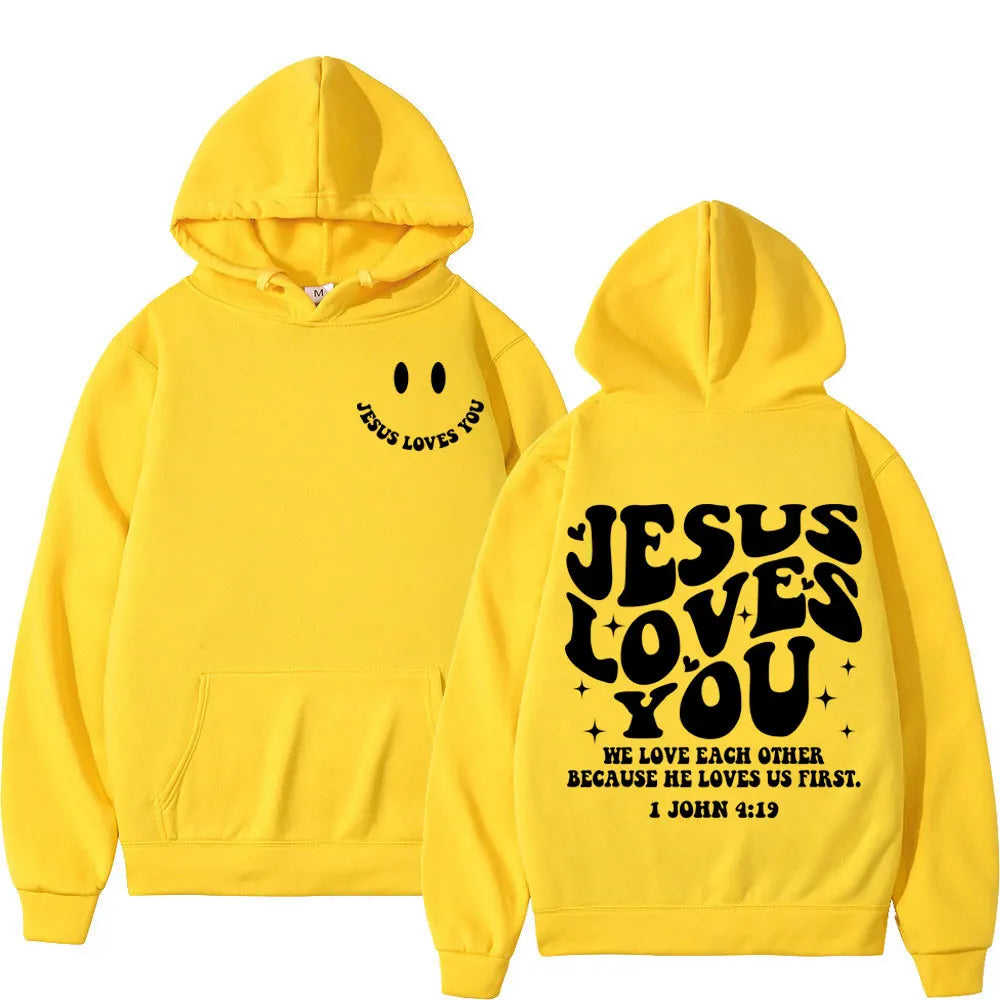 Jesus Loves You - Double-sided Print Design - Street Fashion - Regular Hoodie Suitable for Both Men and Women
