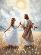 Pôster em Tela – Jesus e Menina no Abraço da Cura