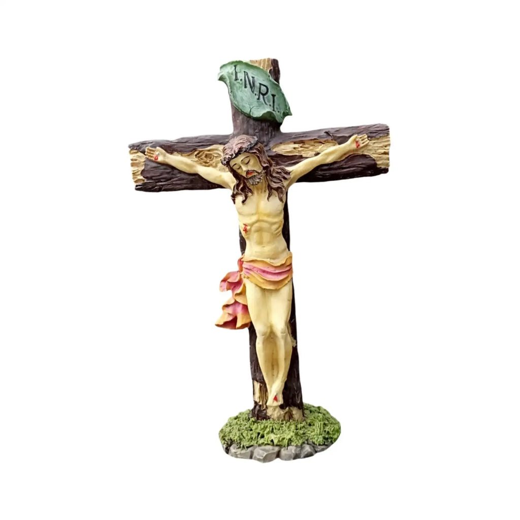 Jesus Crucifix Crosses Figurine Ornament Praying Religious Figurine Resin Jesus