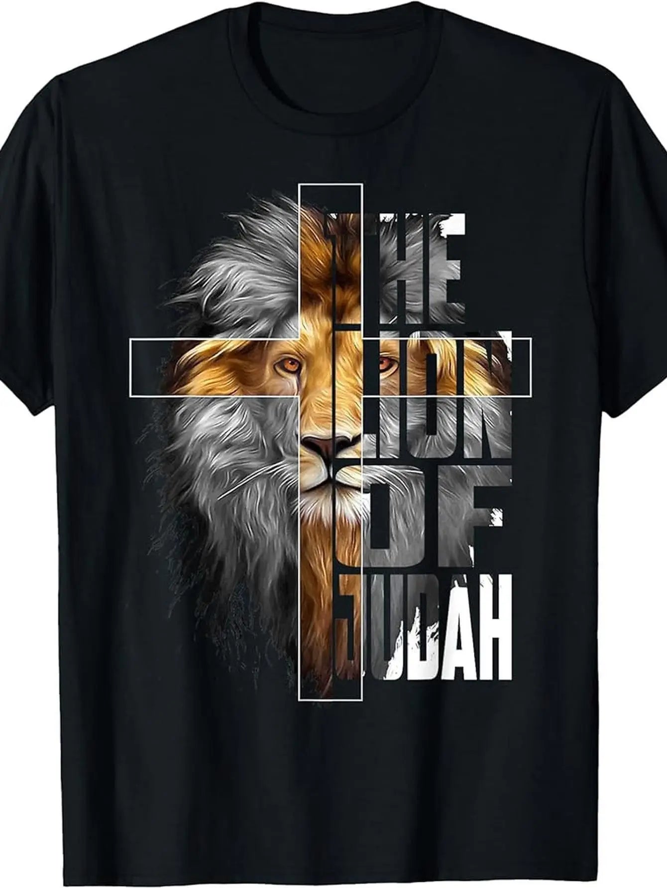 Camisola Unissex Cristã Lion of Judah com Estampa de Cruz