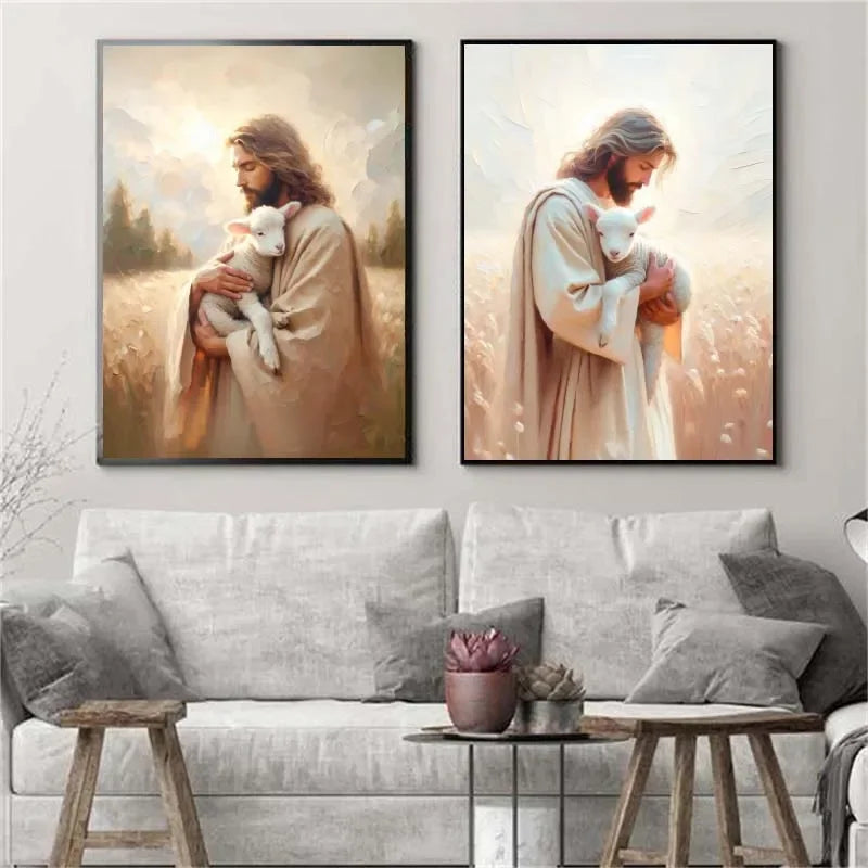 Pôster Cristão em Tela – Jesus com Crianças em Oração
