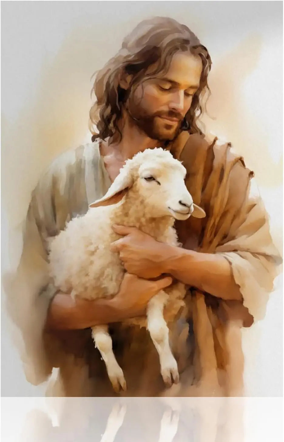 Pôster Cristão em Tela – Jesus e o Cordeiro