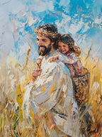 Pôster em Tela – Jesus e Menina no Abraço da Cura