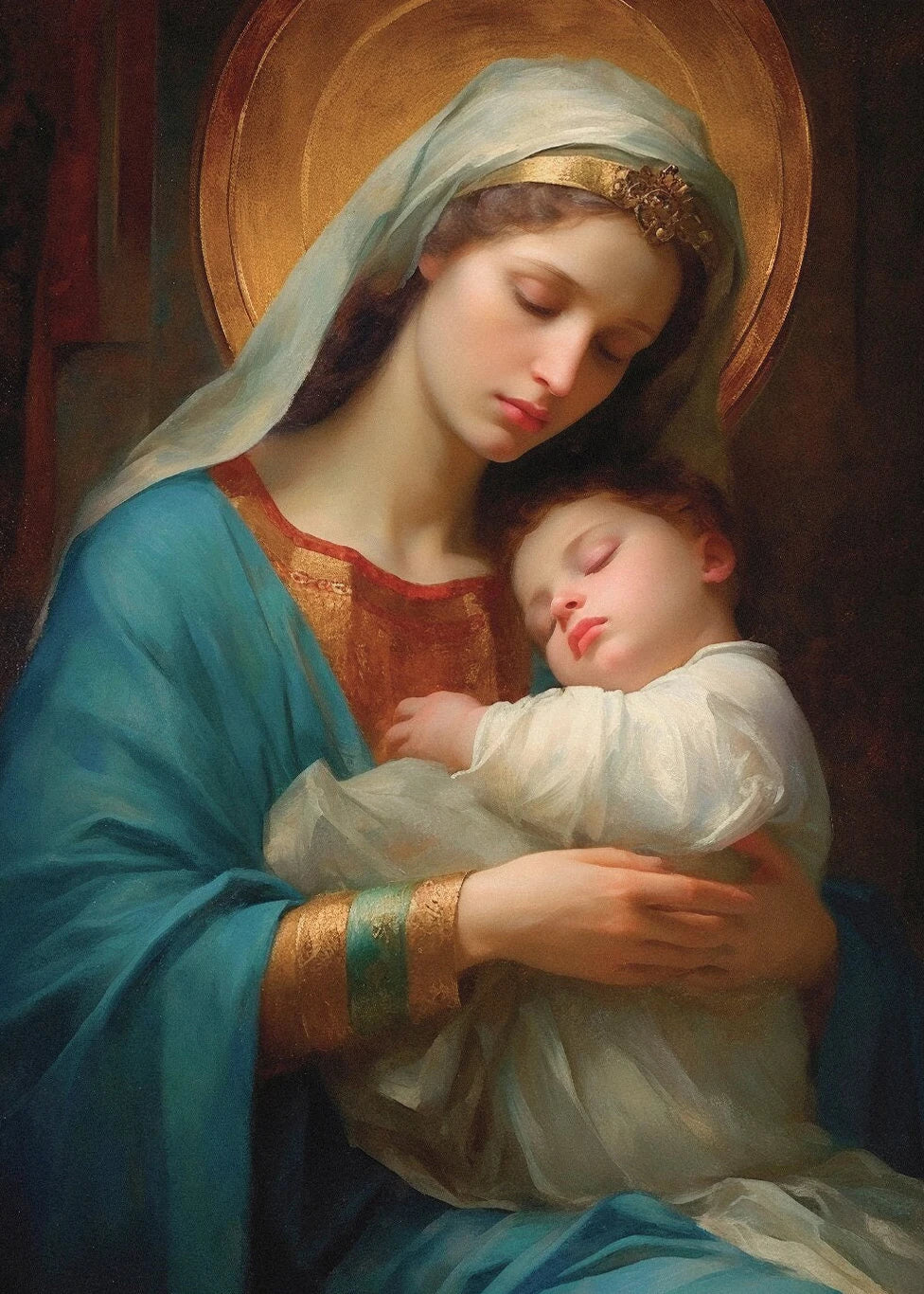 Pôster Religioso Vintage – Sagrado Coração de Jesus e Família Sagrada