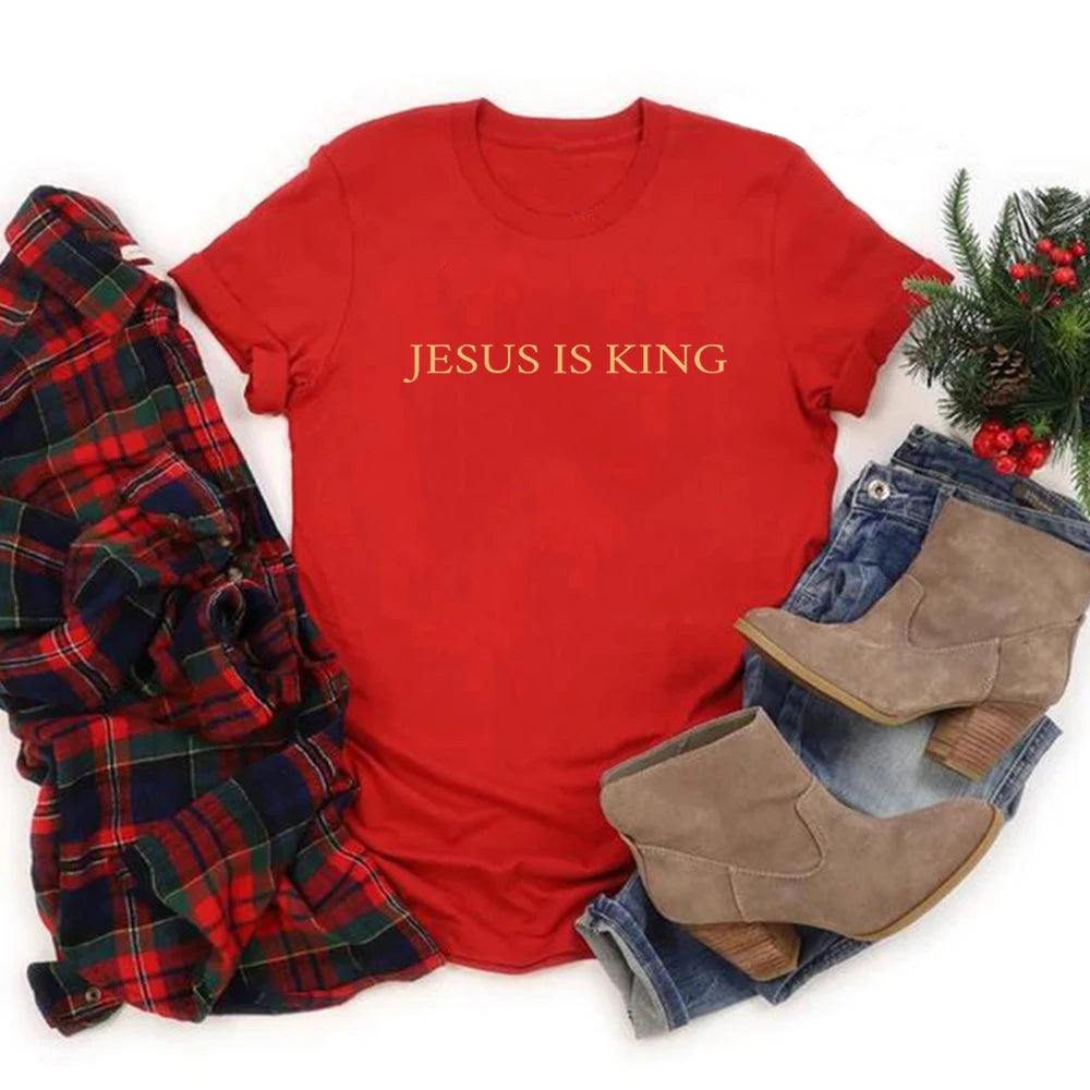 Jesus Is King T-shirt Christian Apparel The King Is Coming Faith Clothing Casual Short Sleeve Unisex T-shirts Christian Gifts