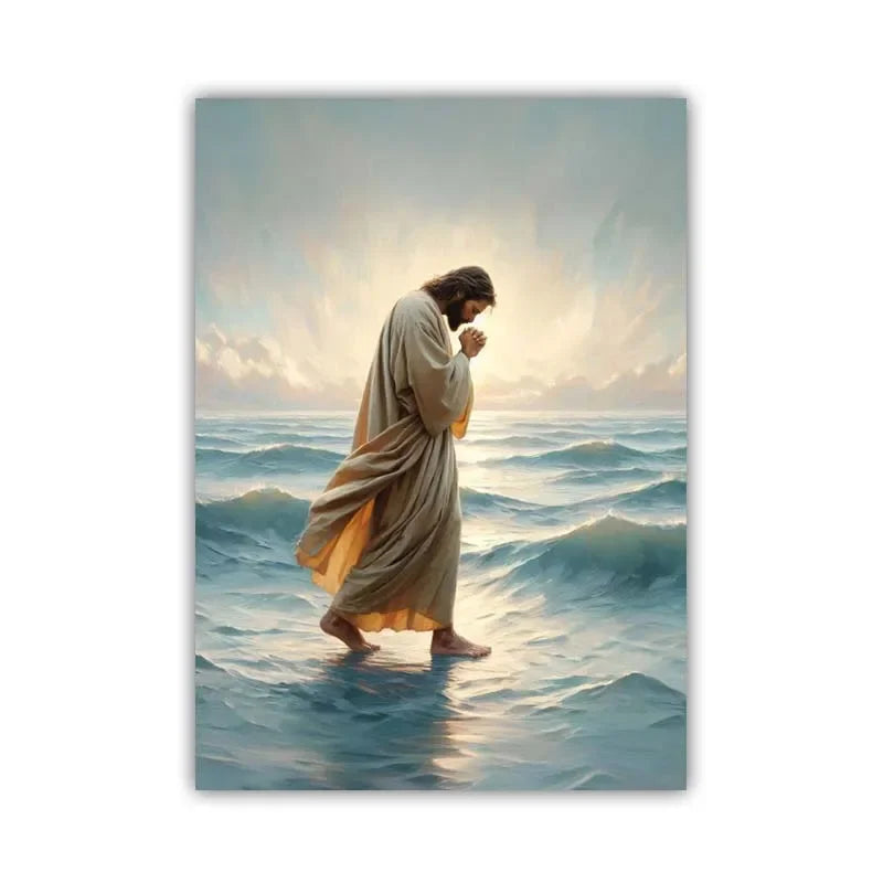 Pôster Cristão em Tela – Jesus com Crianças em Oração