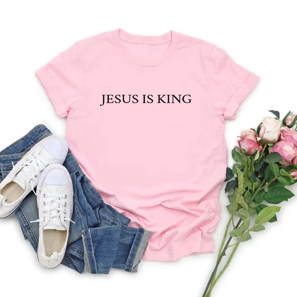 Jesus Is King T-shirt Christian Apparel The King Is Coming Faith Clothing Casual Short Sleeve Unisex T-shirts Christian Gifts