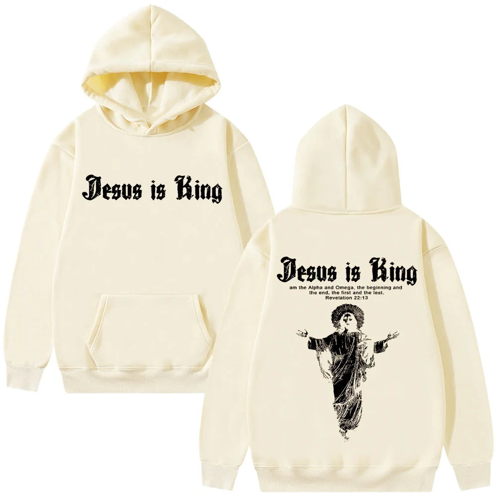 Jesus Is King Pattern Hoodie Christian Religion 2025 Autumn/Winter Men's Women's Fashion Gothic Rock Hip Hop Street Wear