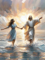 Pôster em Tela – Jesus e Menina no Abraço da Cura