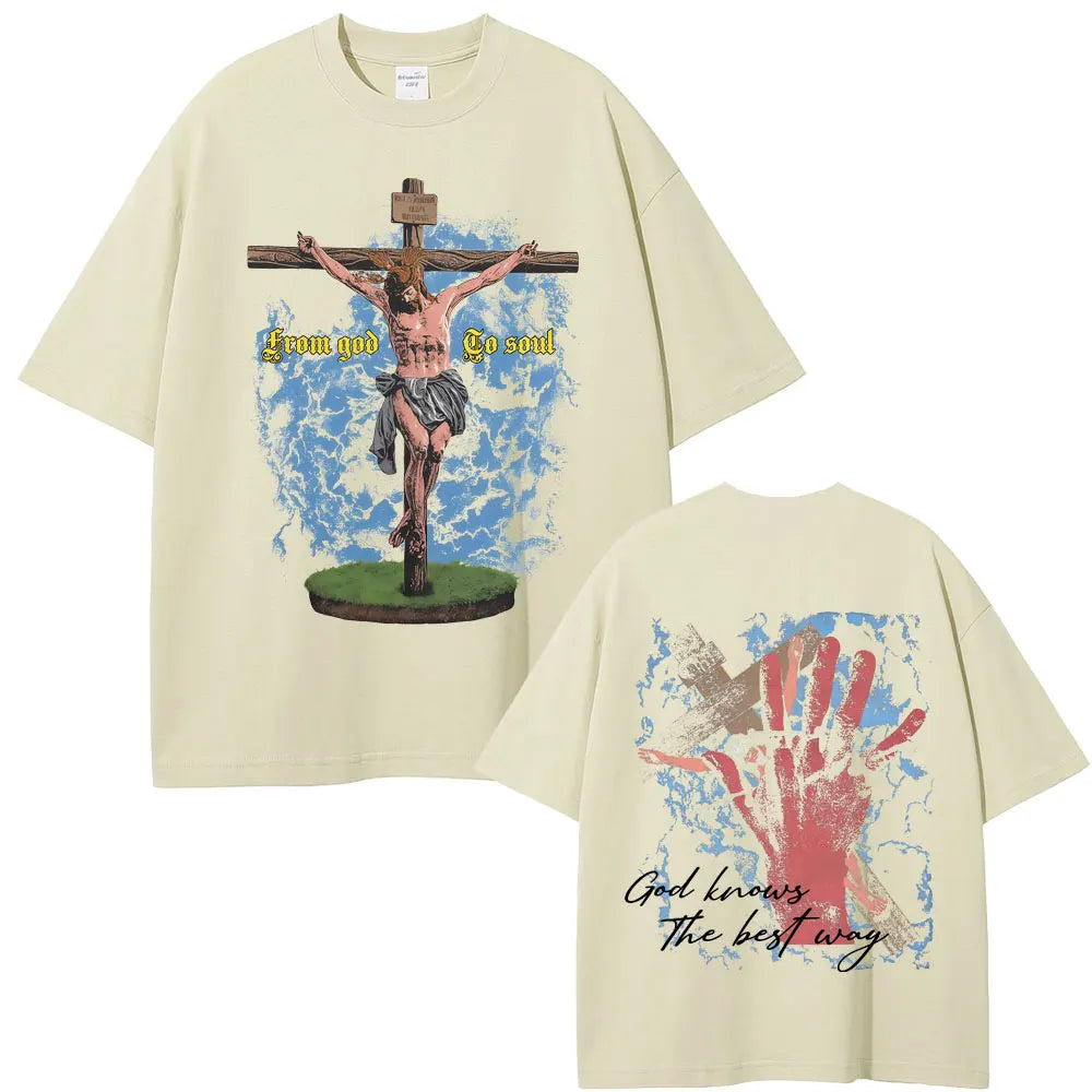 Camisola Unissex Cristã Oversized com Estampa Inspiradora de Jesus