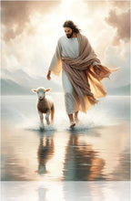 Pôster em Tela – Jesus com Cordeiro e Caminhando sobre as Águas