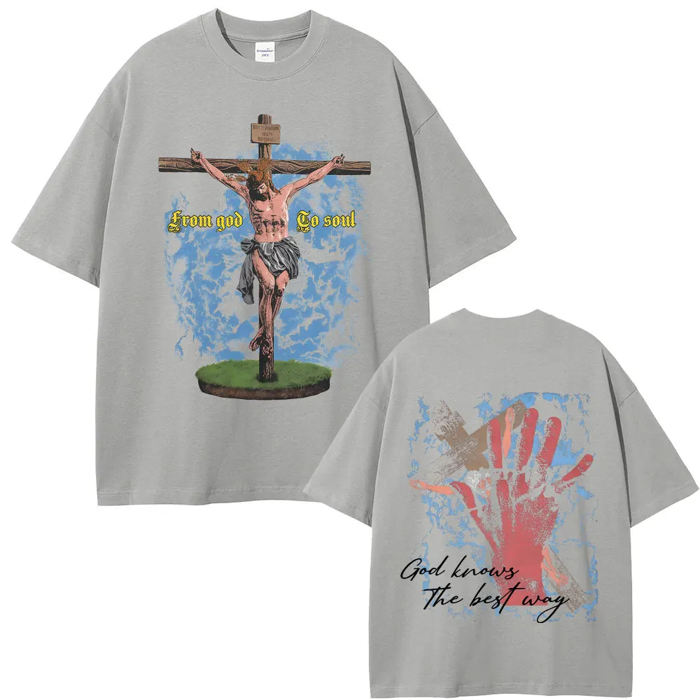 Camisola Unissex Cristã Oversized com Estampa Inspiradora de Jesus