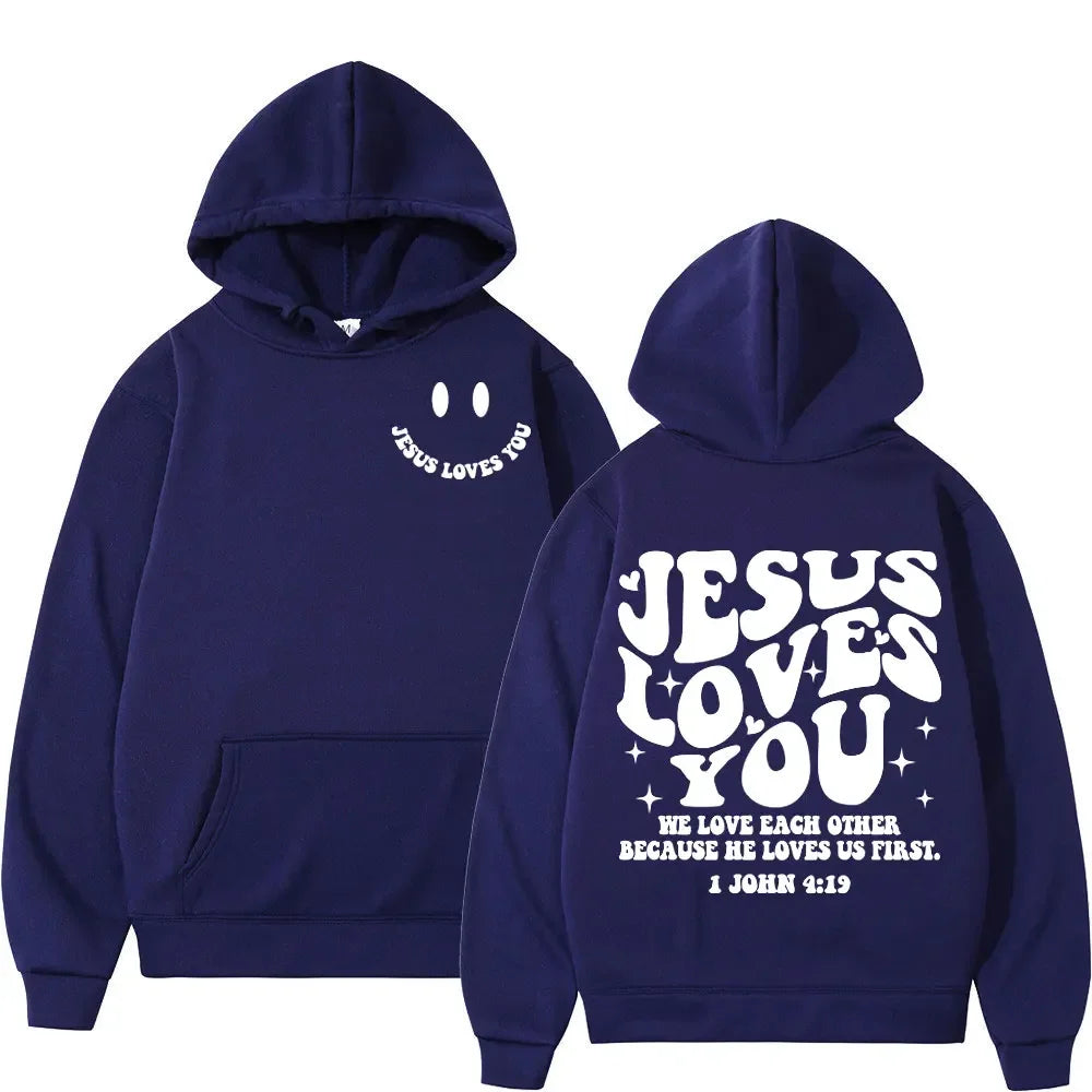 Jesus Loves You - Double-sided Print Design - Street Fashion - Regular Hoodie Suitable for Both Men and Women