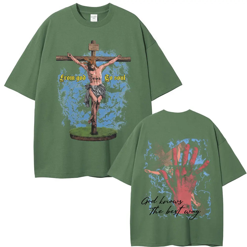 Camisola Unissex Cristã Oversized com Estampa Inspiradora de Jesus