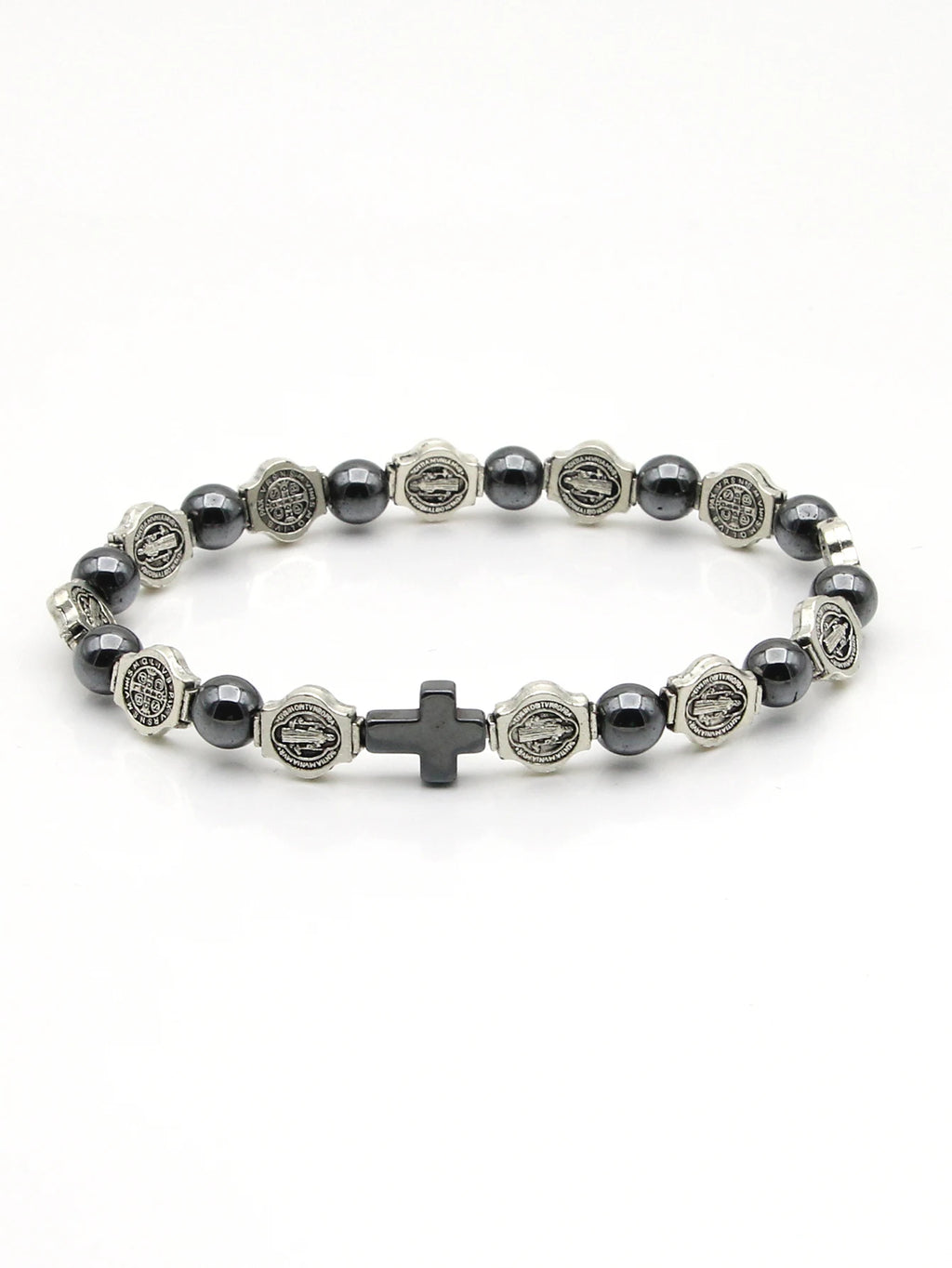 Pulseira Terço Católica com Medalha de São Bento