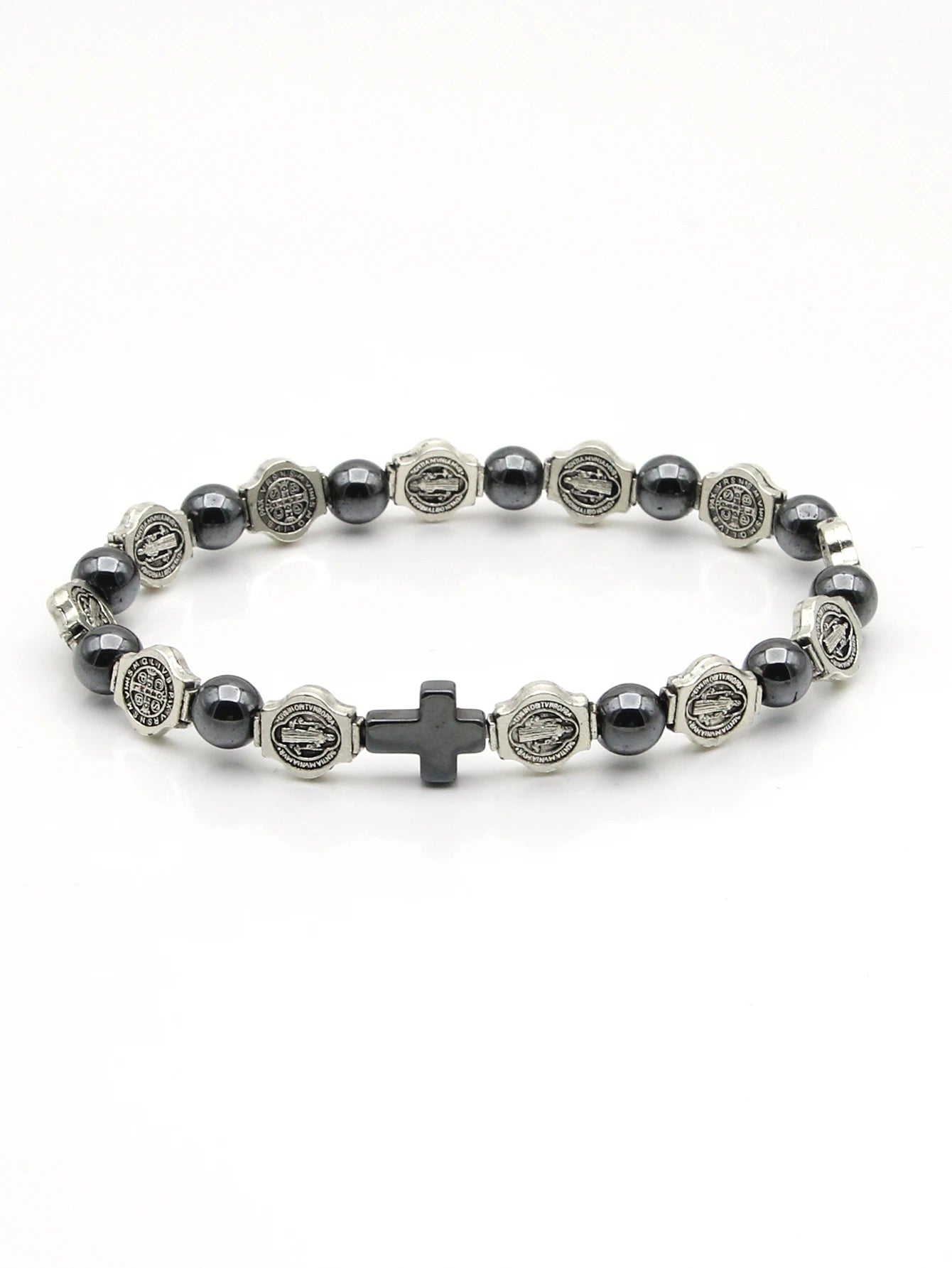 Pulseira Terço Católica com Medalha de São Bento