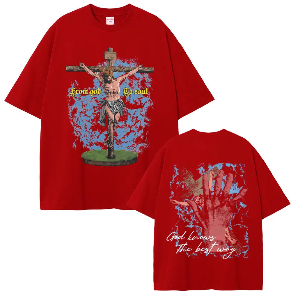 Camisola Unissex Cristã Oversized com Estampa Inspiradora de Jesus
