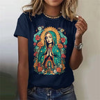 Camisola Feminina com Estampa 3D da Virgem Maria