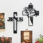 Cruz de Parede com Gravação de Jesus para Decoração