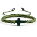 Pulseira Trançada Jesus com Cruz em Fio Vermelho e Preto