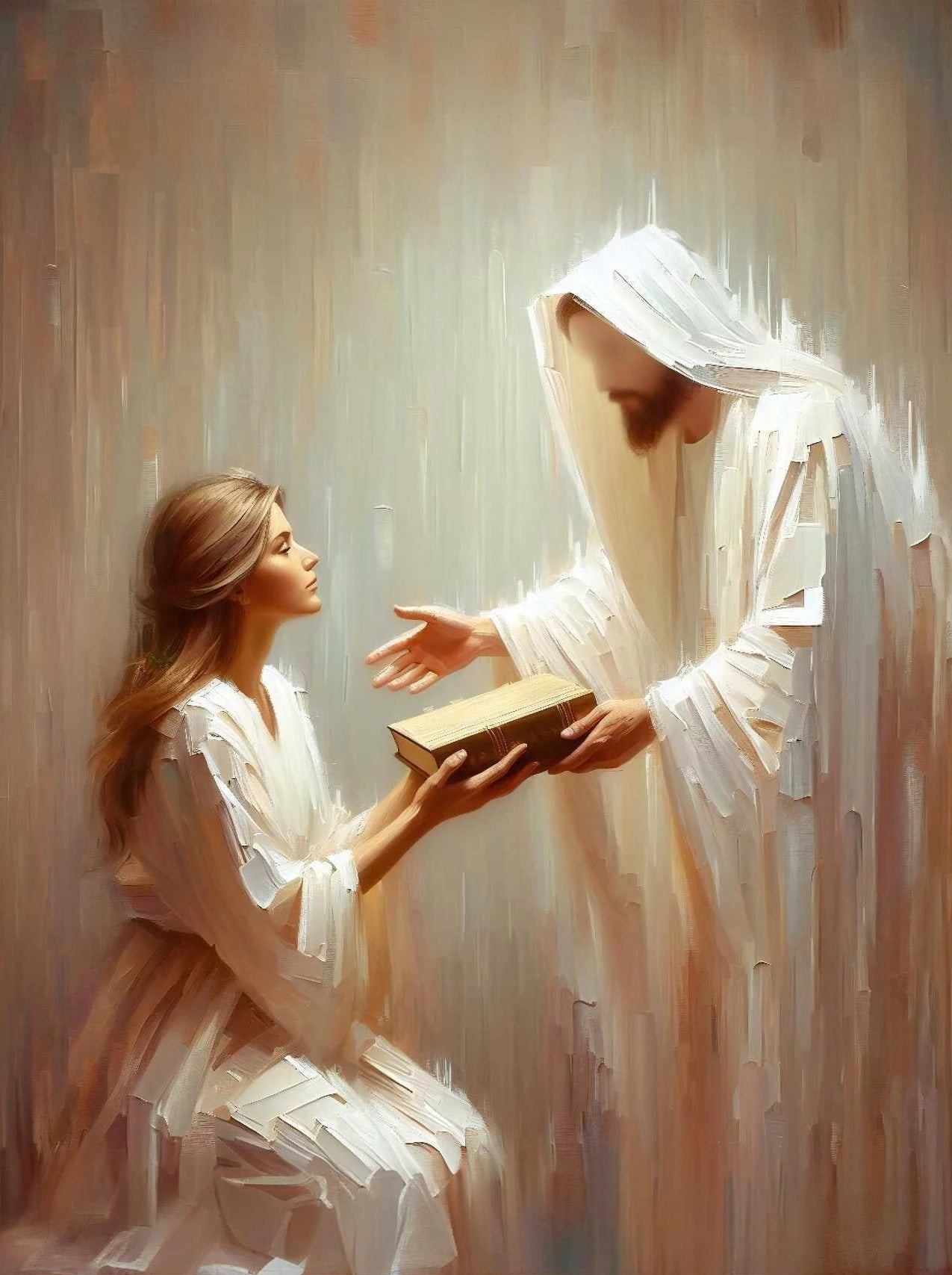 Pôster em Tela – Jesus e Menina no Abraço da Cura