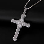 Colar de Aço Inoxidável com Cruz de Jesus em Cristal