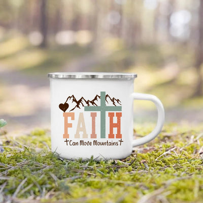 Caneca de Esmalte com Estampa de Fé Cristã