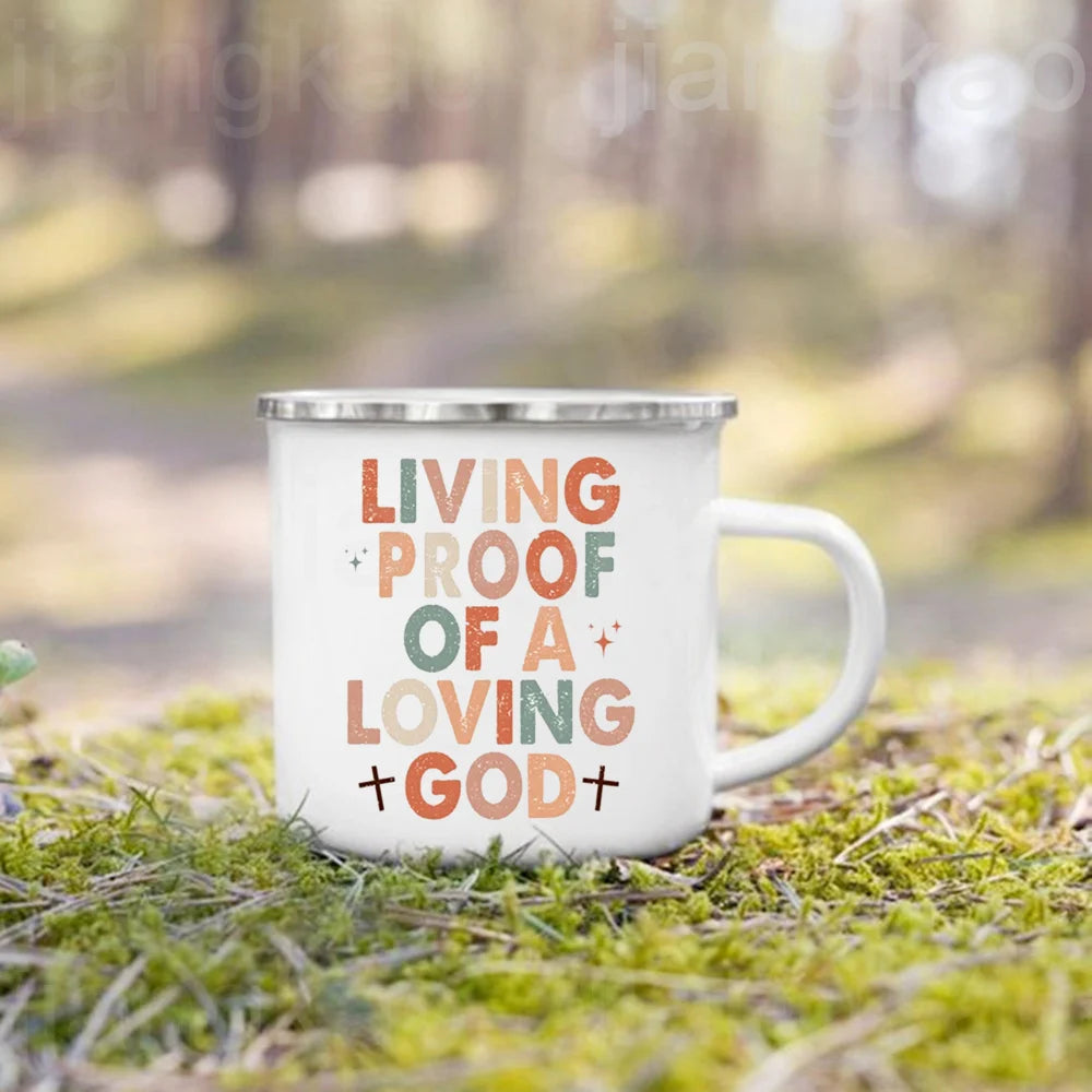 Caneca de Esmalte com Estampa de Fé Cristã