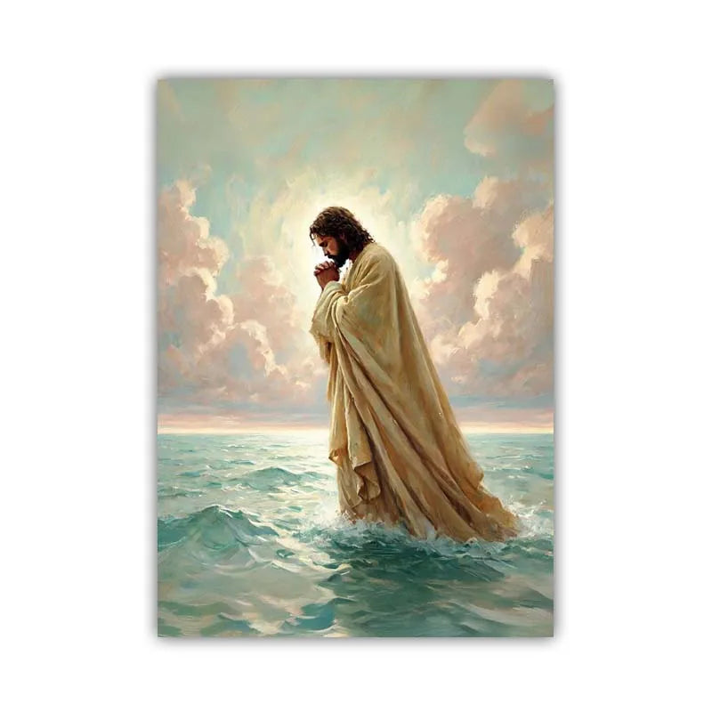 Pôster Cristão em Tela – Jesus com Crianças em Oração