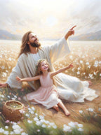 Pôster em Tela – Jesus e Menina no Abraço da Cura