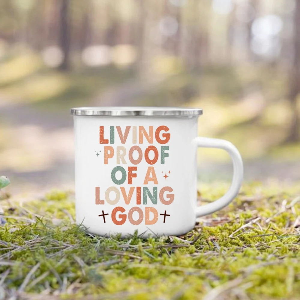 Caneca de Esmalte com Estampa de Fé Cristã