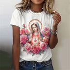 Camisola Feminina com Estampa 3D da Virgem Maria