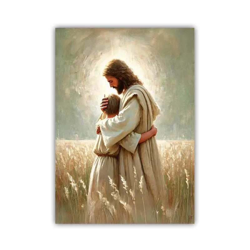 Pôster Cristão em Tela – Jesus com Crianças em Oração