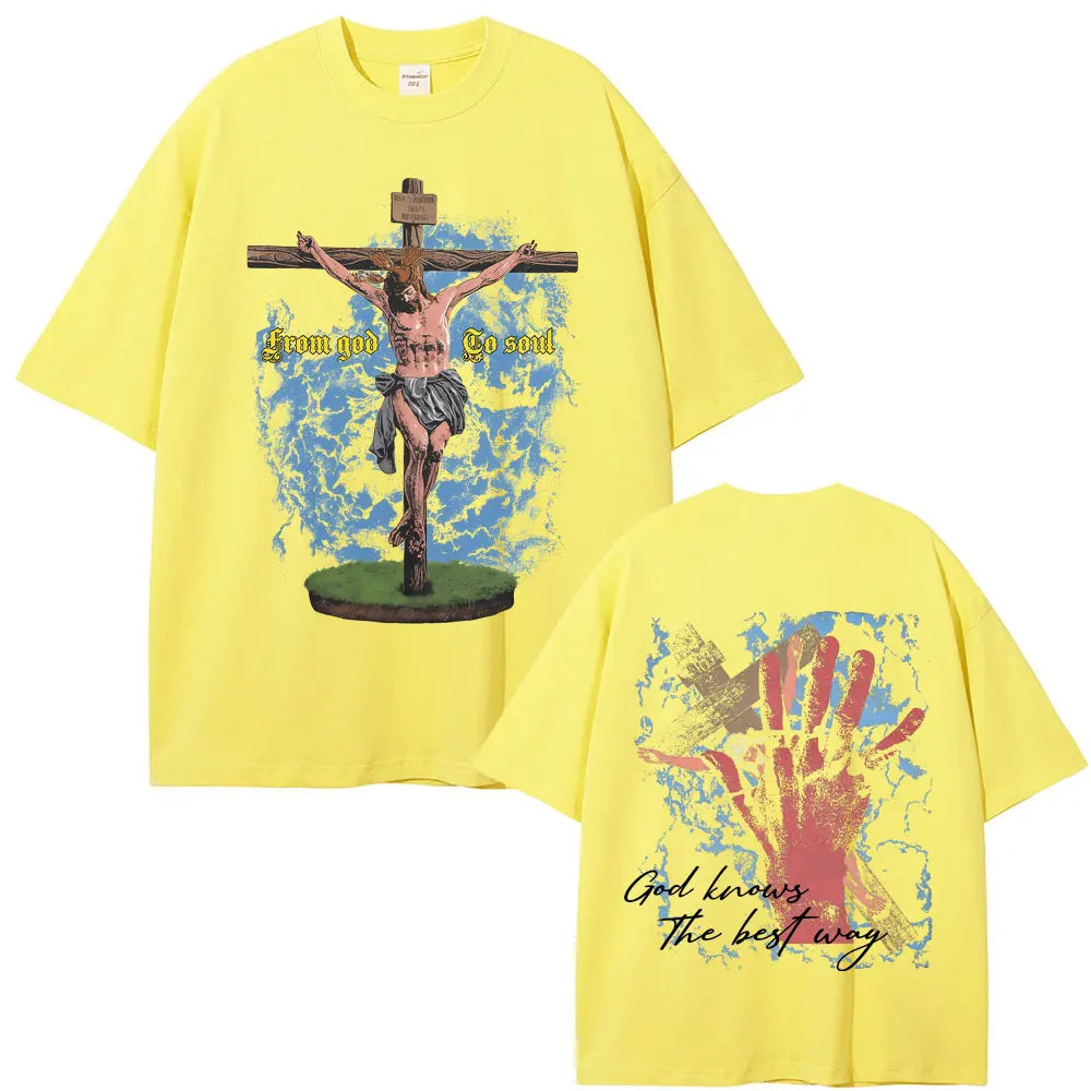 Camisola Unissex Cristã Oversized com Estampa Inspiradora de Jesus