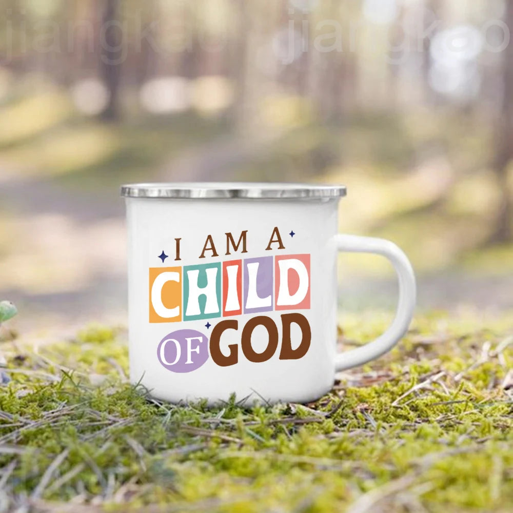 Caneca de Esmalte com Estampa de Fé Cristã