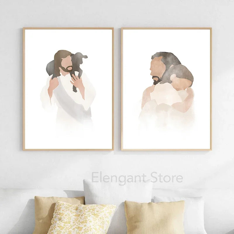Quadro Decorativo Religioso – Virgem Maria e Jesus em Tela