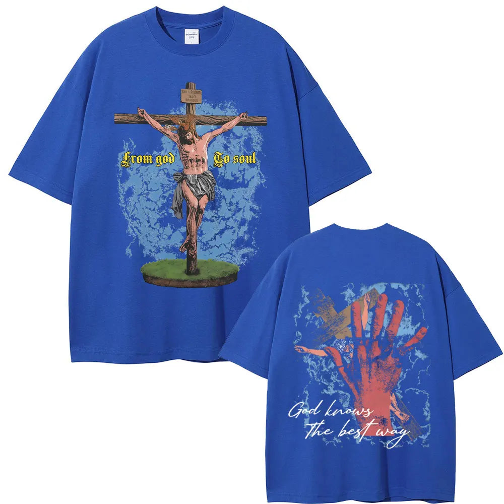 Camisola Unissex Cristã Oversized com Estampa Inspiradora de Jesus