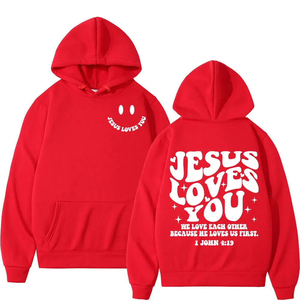 Jesus Loves You - Double-sided Print Design - Street Fashion - Regular Hoodie Suitable for Both Men and Women Halloween