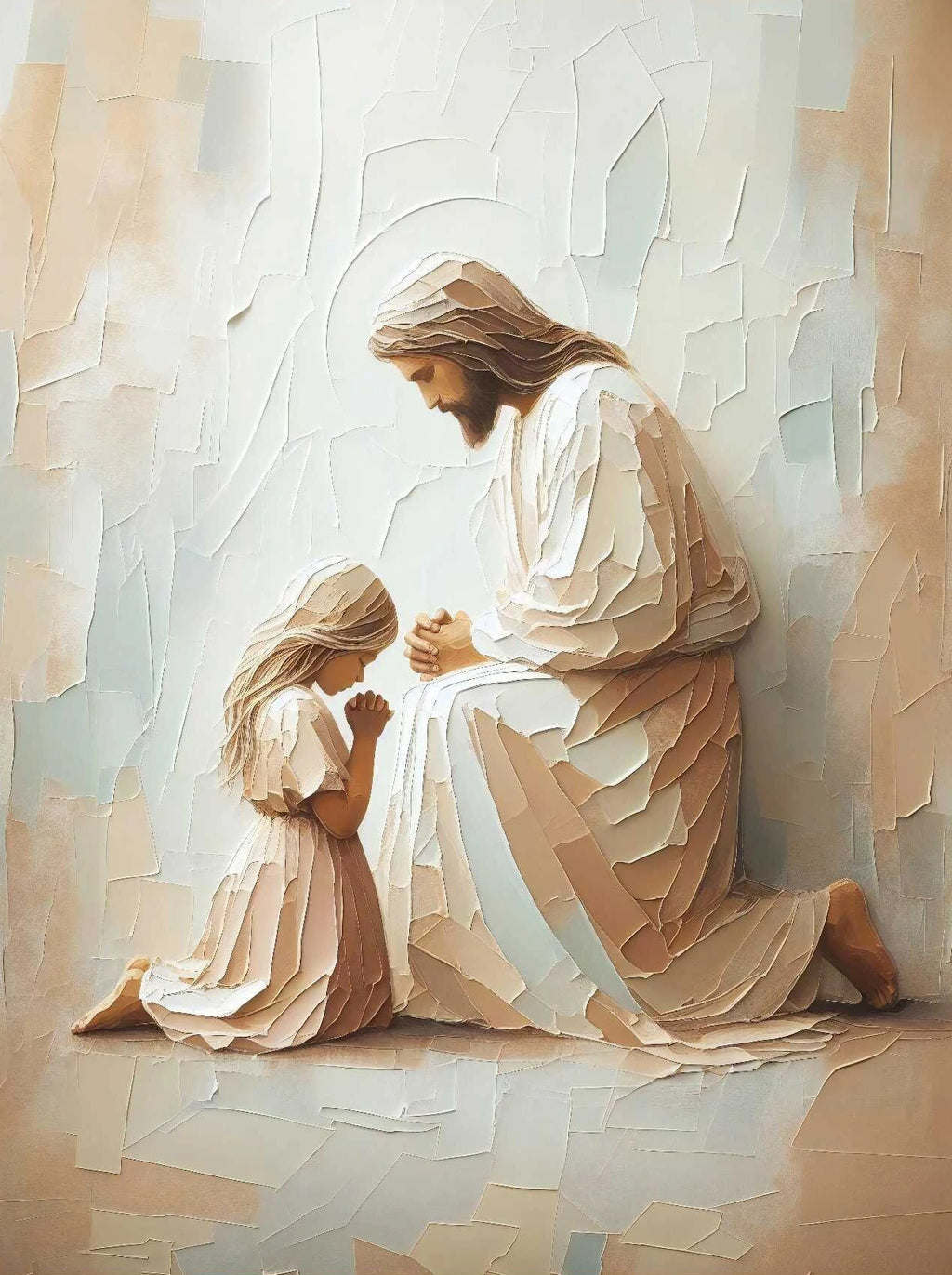 Pôster em Tela – Jesus e Menina no Abraço da Cura