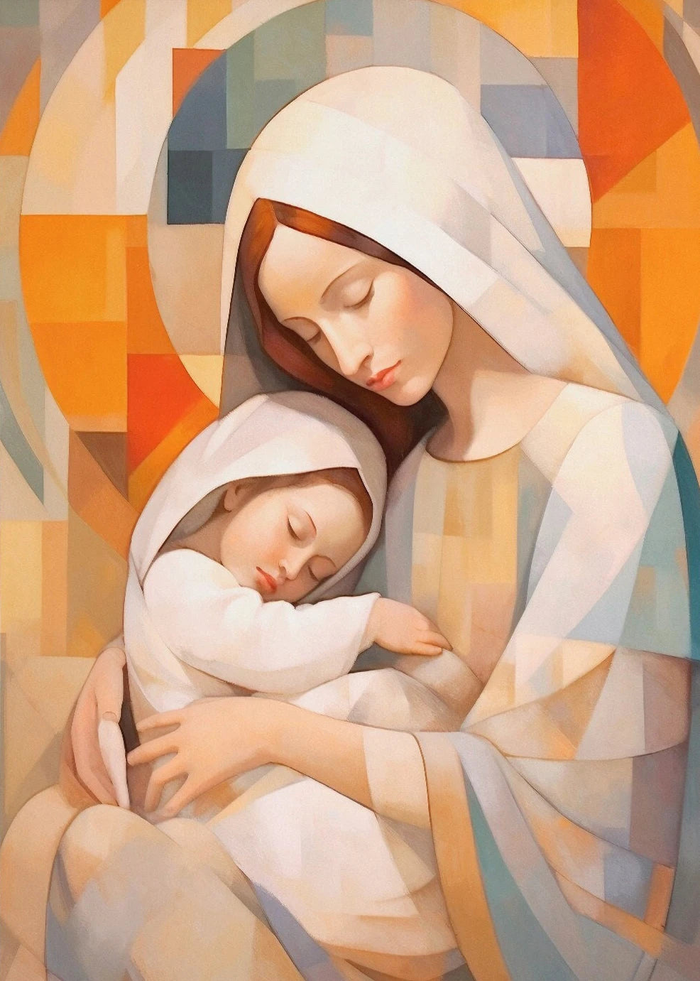 Pôster Religioso Vintage – Sagrado Coração de Jesus e Família Sagrada