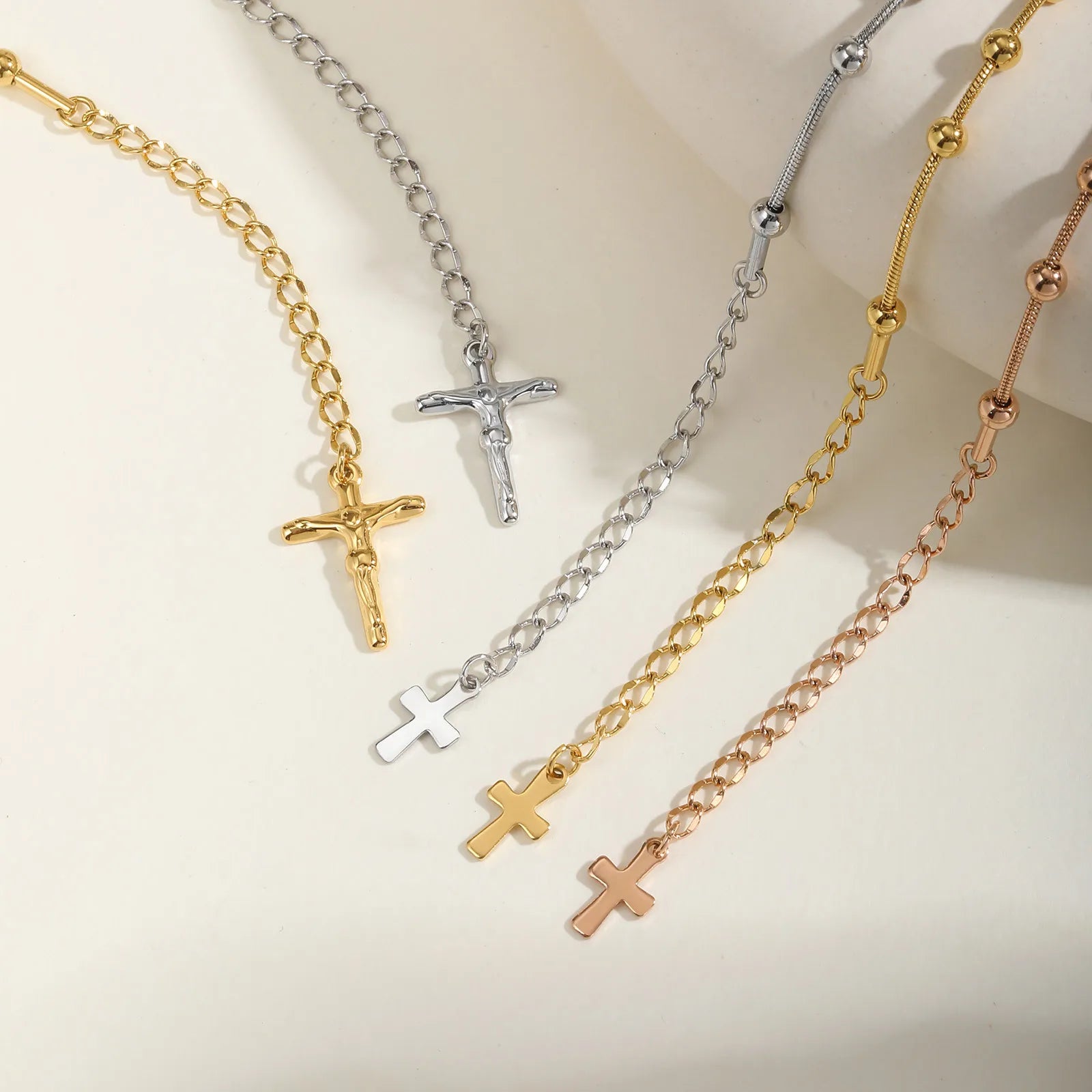 Pulseira Terço Dupla Face Feminina em Aço Inoxidável