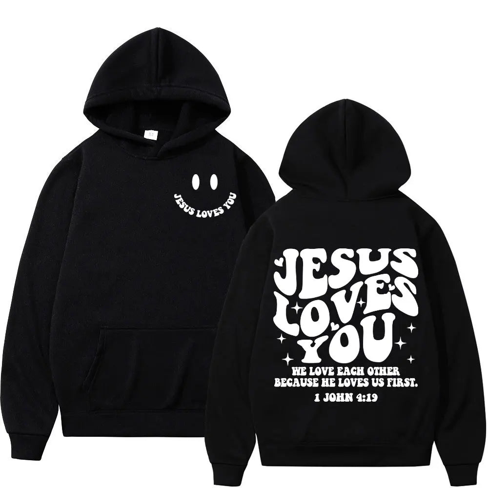 Jesus Loves You - Double-sided Print Design - Street Fashion - Regular Hoodie Suitable for Both Men and Women