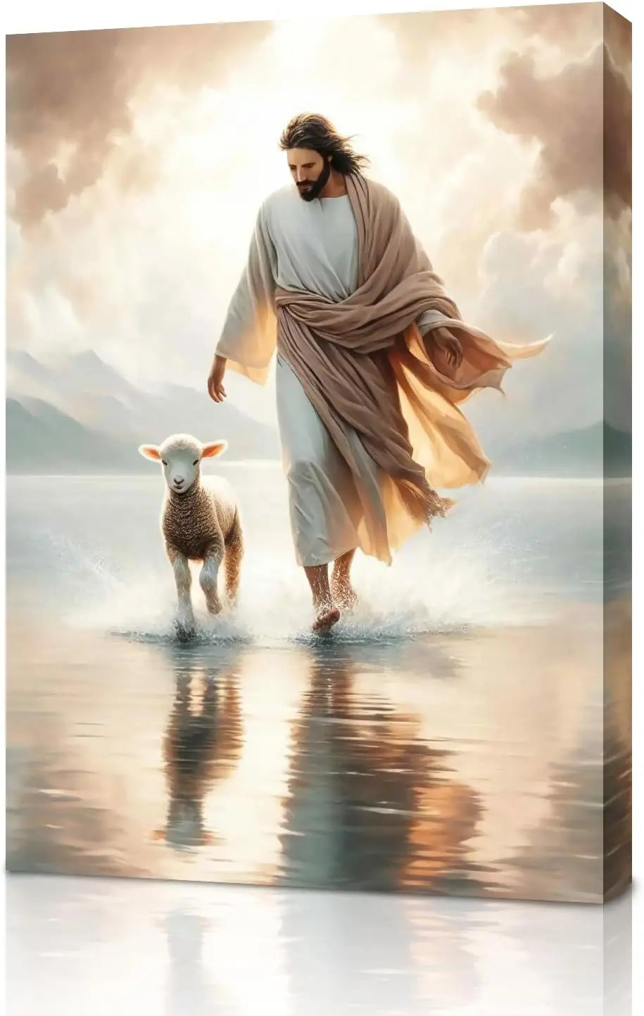 Pôster Cristão em Tela – Jesus e o Cordeiro