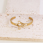 Pulseira Cristã Cruz em Aço Inoxidável Dourada